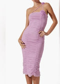 Astr the Label Corsage Ruched Bodycon Midi Dress In Lilac Size Medium new